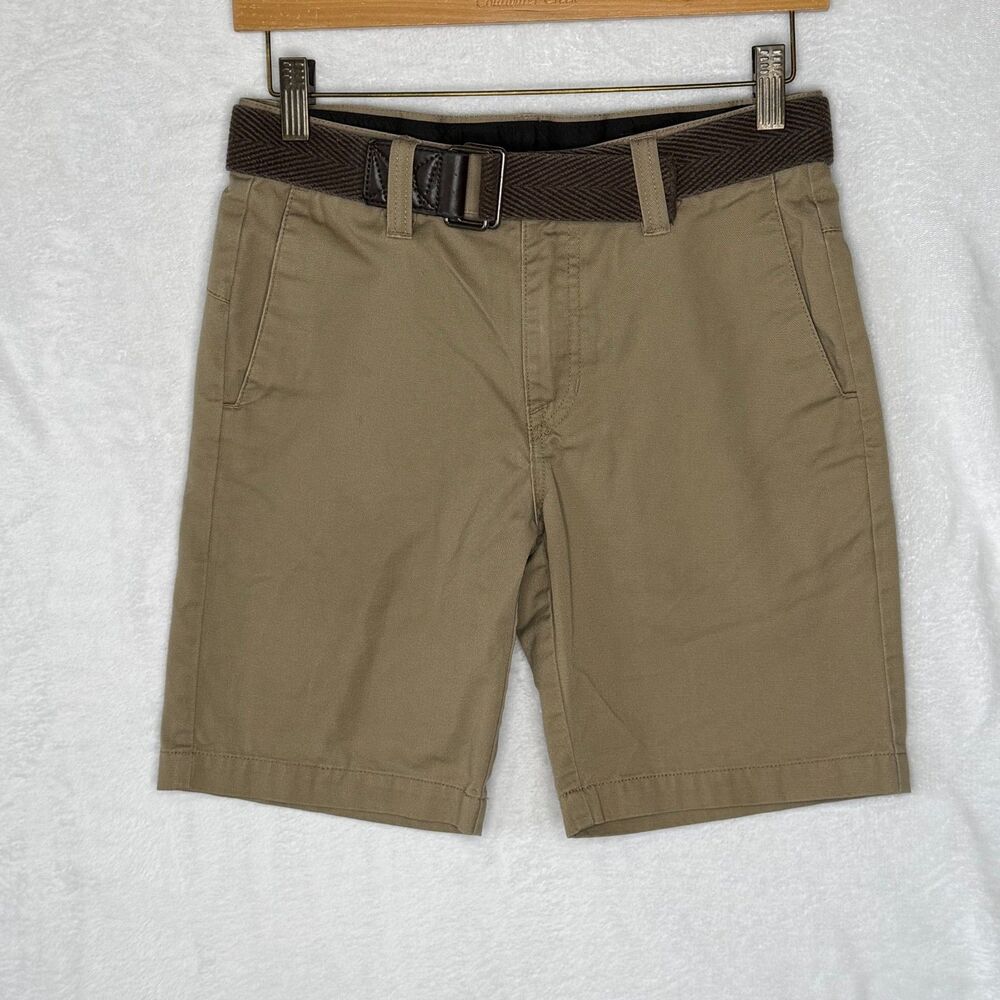 Volcom VMonty Khaki Shorts Size 28 Tan with Brown Belt